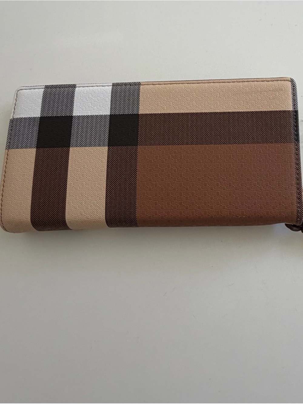 Classic Plaid Zip-Around Wallet - Brown - Picture 2 of 9
